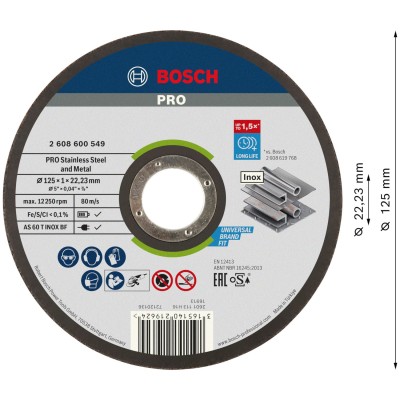 BOSCH Tarcza do metalu stali nierdzewnej wymiary