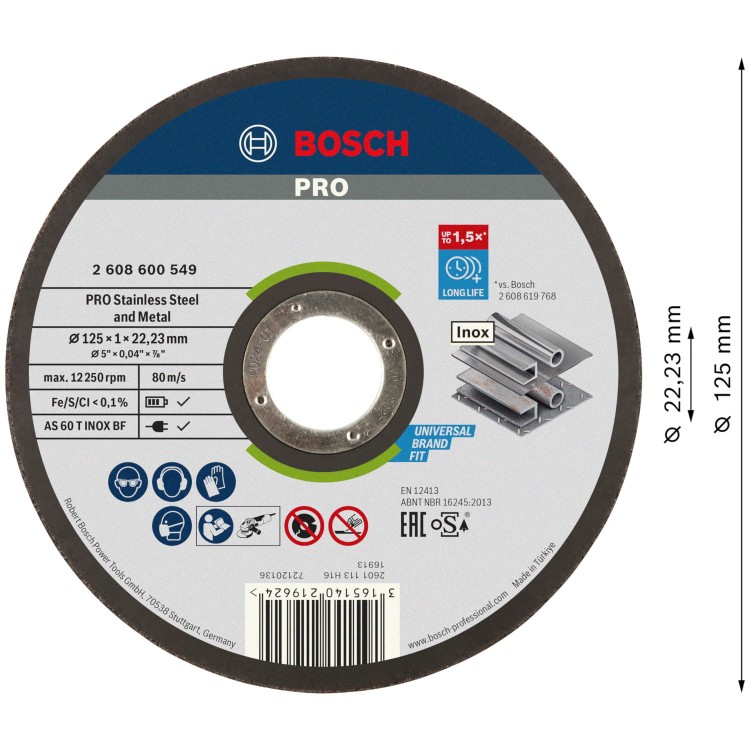 BOSCH Tarcza do metalu stali nierdzewnej wymiary