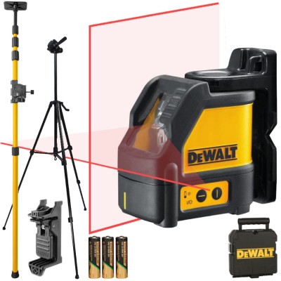 Laser krzyżowy czerwony 15m DeWALT DW088K + statyw W260 + tyczka