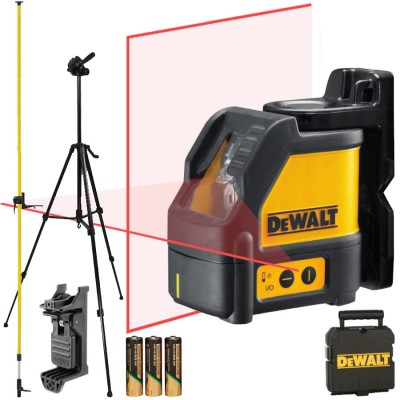 Laser krzyżowy czerwony 15m DeWALT DW088K + statyw W260 + tyczka GT-360