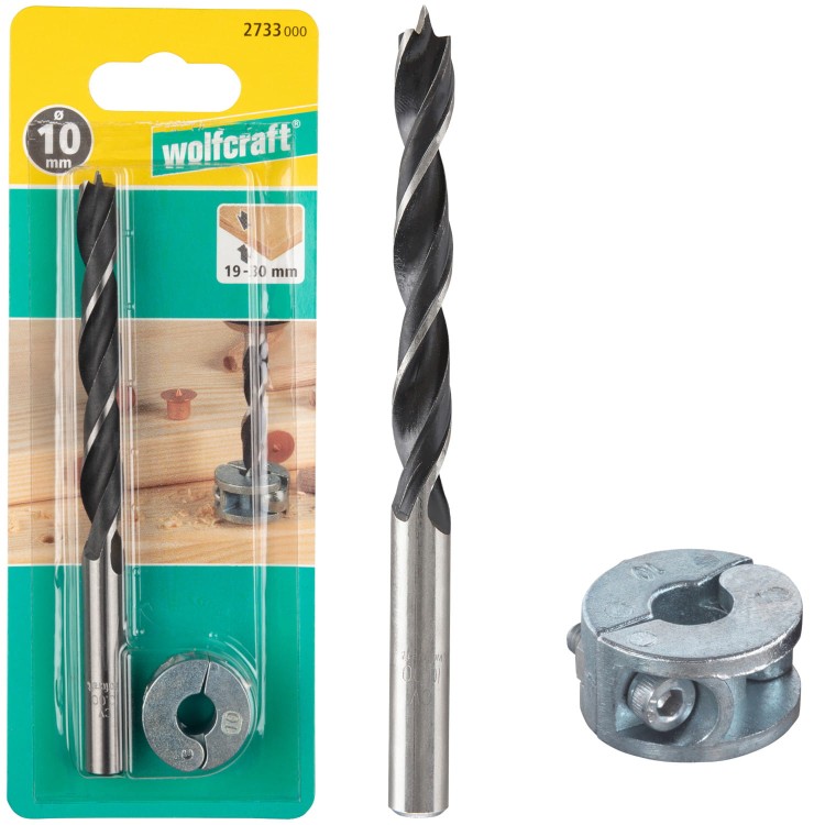 WOLFCRAFT Wiertło spiralne do drewna 10mm z ogranicznikiem głębokości 2el.