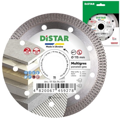 Tarcza diamentowa tnąca do gresu 115x1,4x22,23mm 1A1R MULTIGRES DISTAR
