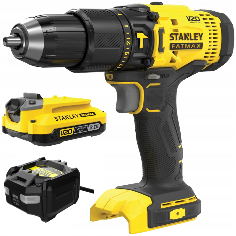 STANLEY SFMCD711B Wiertarko-wkrętarka udarowa "body" 18V seria V20 + aku 2.0Ah + ładowarka