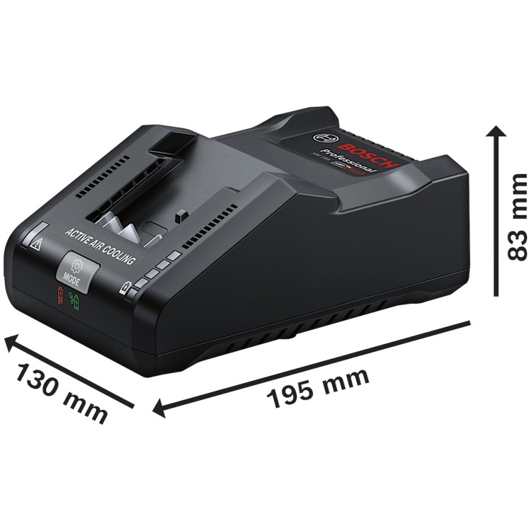 Ładowarka BOSCH GAL 18V-160 wymiary