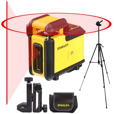 Laser krzyżowy czerwony 20m Stanley Cross 360° + Statyw W260