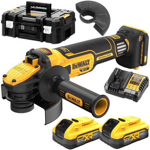 DeWALT Szlifierka kątowa 125mm 18V 2x 5,0Ah POWERSTACK TSTAK DCG409VS