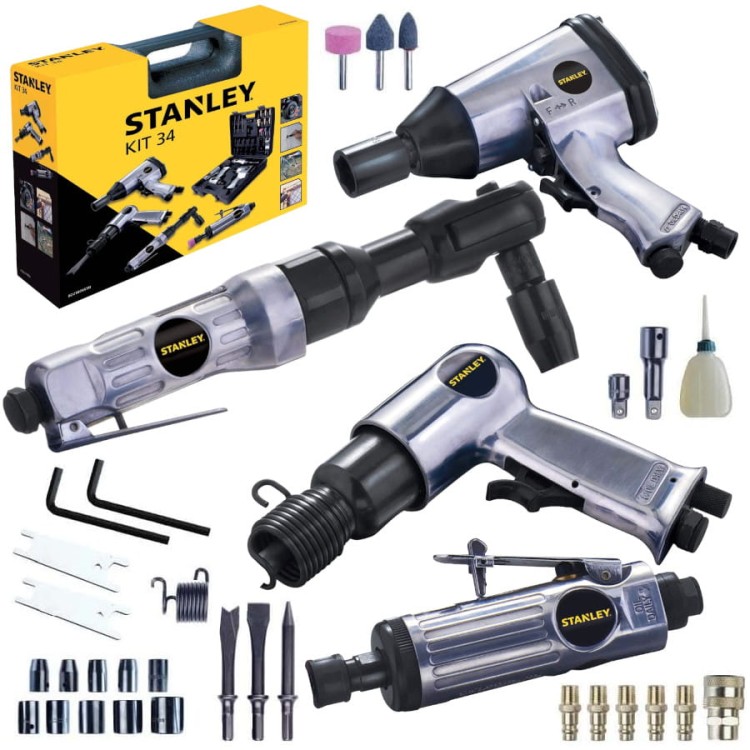Zestaw narzędzi pneumatycznych w walizce 34el. Stanley 8221074STN
