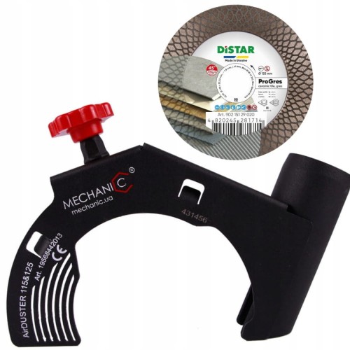 MECHANIC Osłona przeciwpyłowa AirDUSTER 115-125 + Tarcza 125mm do gresu