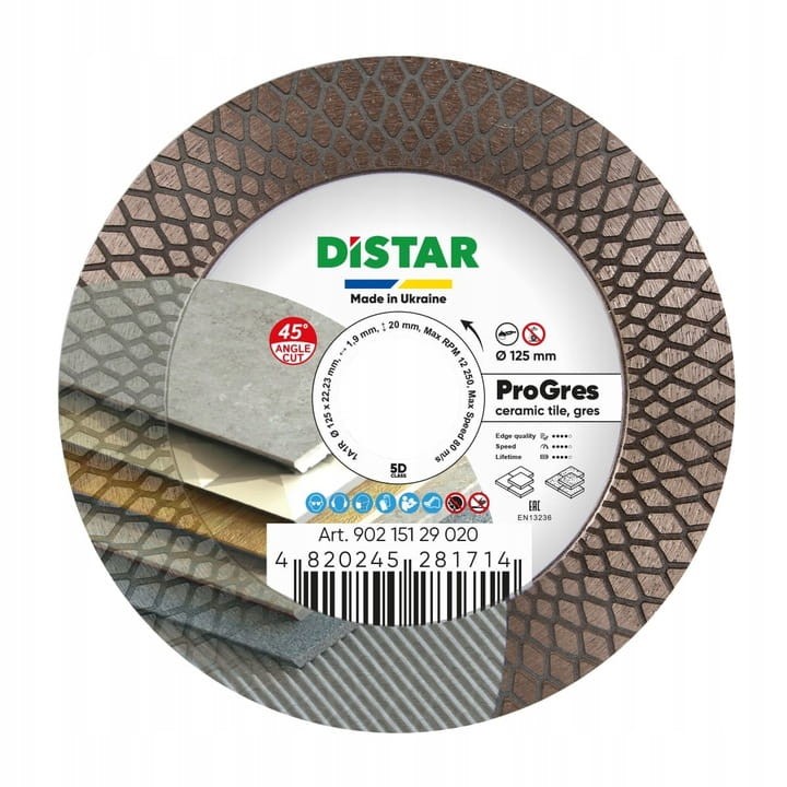 DISTAR Tarcza diamentowa tnąca 125 PRO GRES 125x22,23x1,9mm