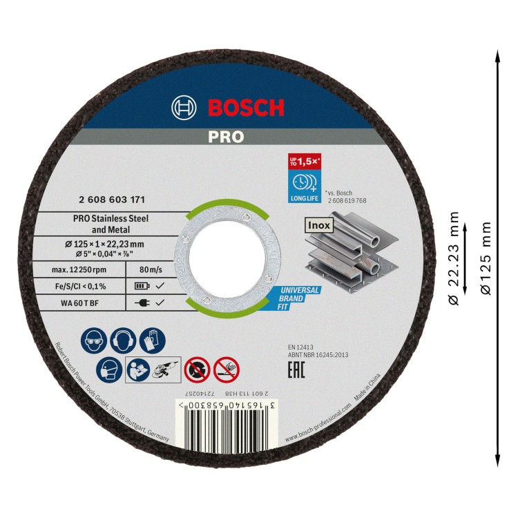 Bosch Tarcza do cięcia stali INOX 125/1mm 10 szt