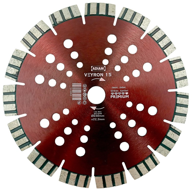 Tarcza diamentowa do betonu 230x22,2mm ADIAM VEYRON 15
