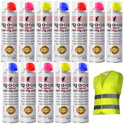 AMPERE 12x Farba geodezyjna TRIG-A-CAP Original fluo 500ml mix kolorów