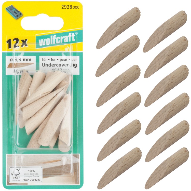 WOLFCRAFT 2928000 Zaślepki do Undercover Jig Ø 9,3mm 12szt.