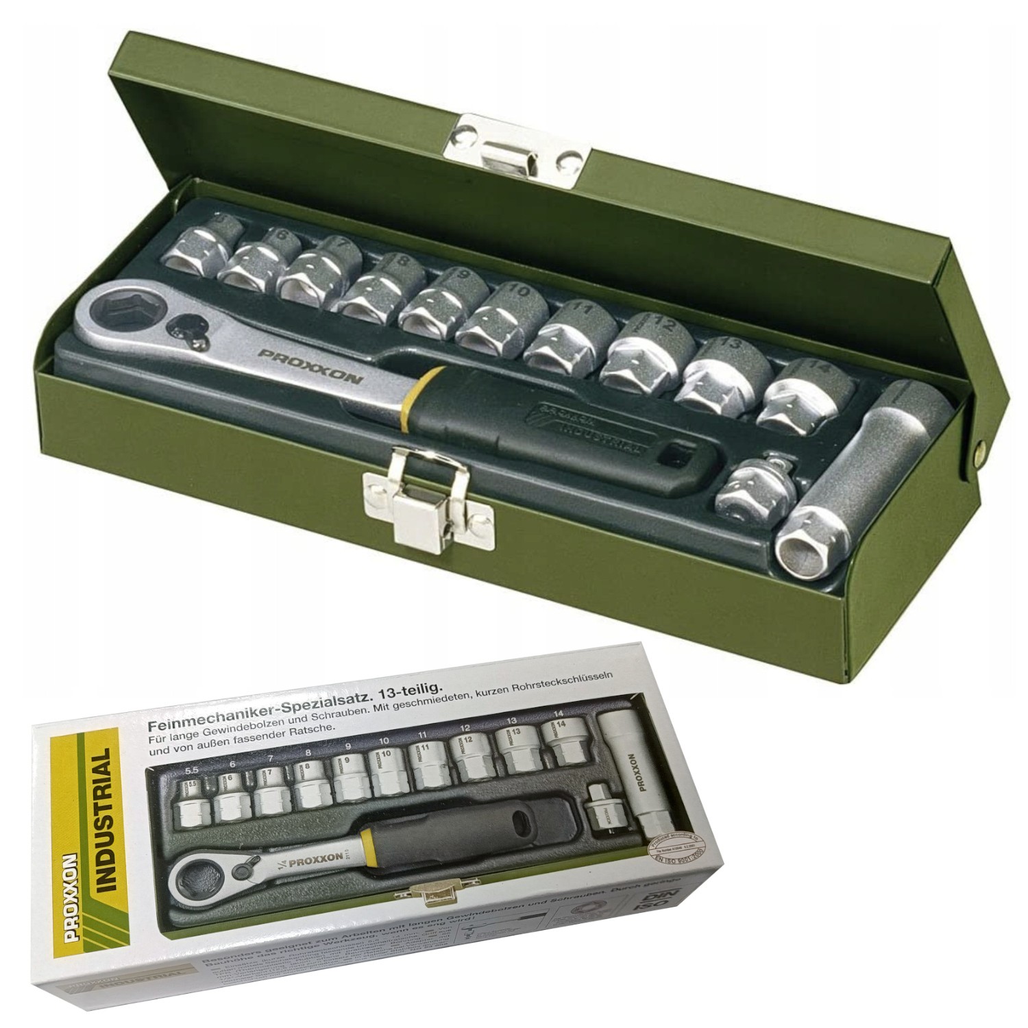 Zestaw nasadek 1/4" z grzechotką przelotową 13el. PROXXON 23602