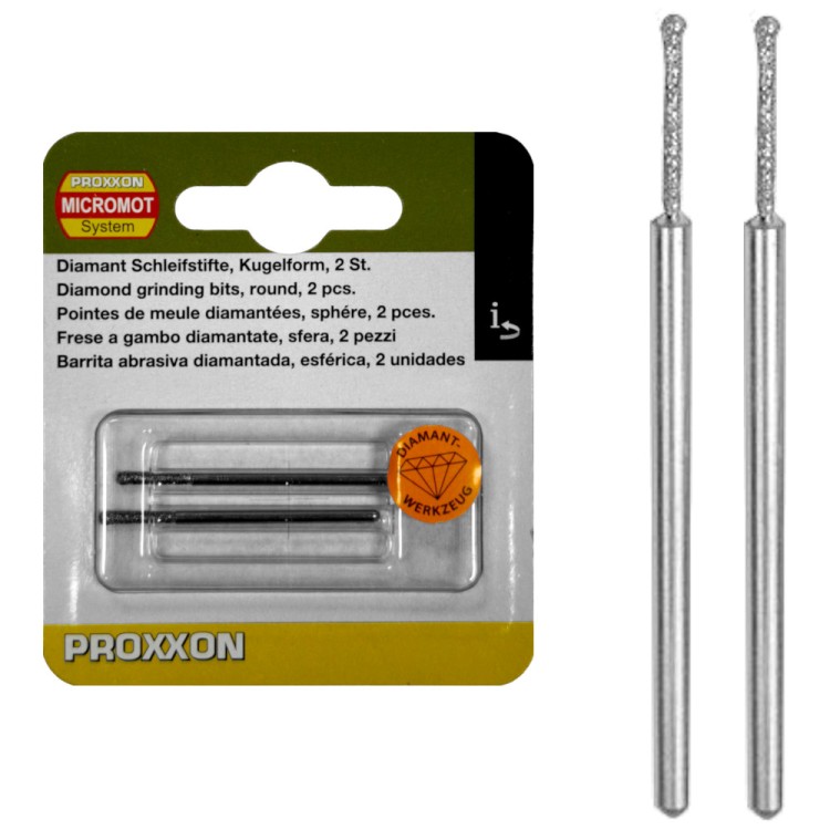 PROXXON 28230 Sztyfty szlifierskie 1,2mm diamentowe 2szt. do szkła kamienia