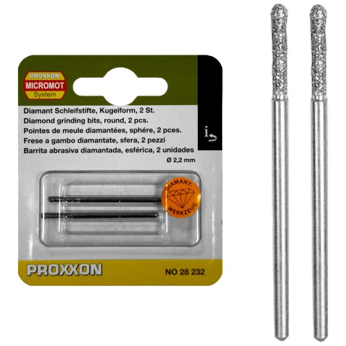 PROXXON 28232 Sztyfty szlifierskie 2,2mm diamentowe 2szt. do szkła kamienia