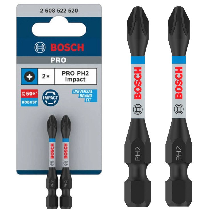 Końcówka wkręcająca bit udarowy PH2 PRO Impact - 2szt. BOSCH 2608522520