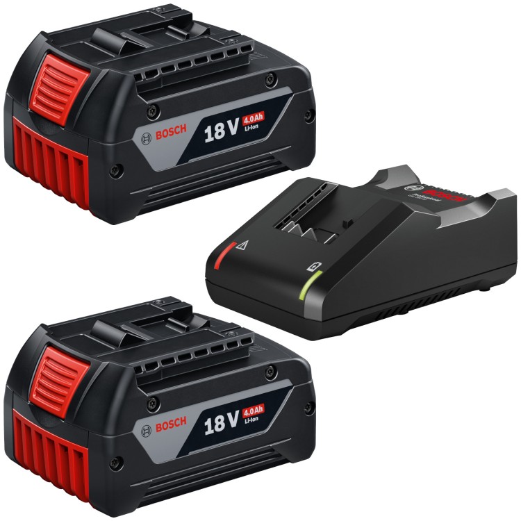 Zestaw BOSCH 2x Akumulator Bosch GBA 18V 4.0Ah + ładowarka 4,0A 14,4V/18V