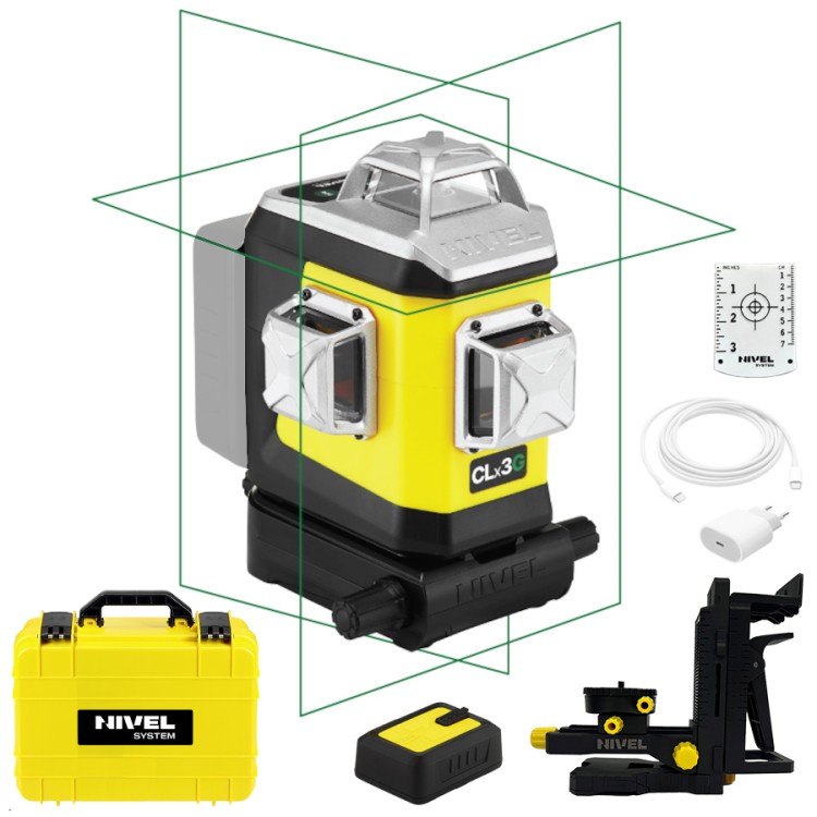 Laser 3-płaszczyznowy zielony bluetooth walizka akc NIVEL SYSTEM CLx3G