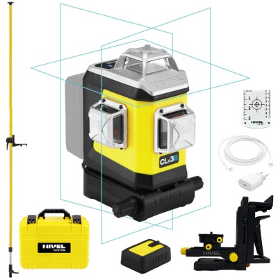 Laser 3-płaszczyznowy niebieski walizka NIVEL SYSTEM CLx3B + tyczka GT-360