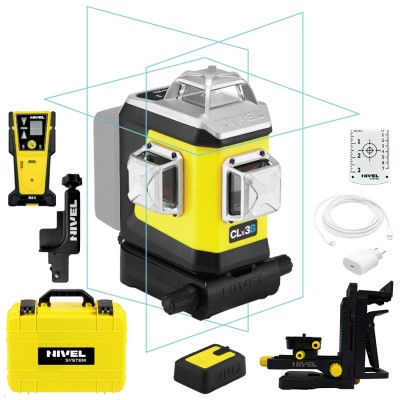Laser 3-płaszczyznowy niebiesk walizka NIVEL SYSTEM CLx3B + czujnik CLS-5
