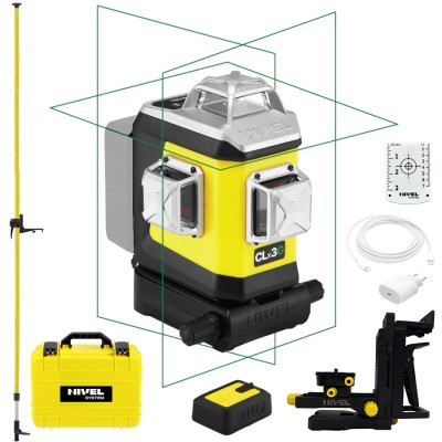 Laser 3-płaszczyznowy zielony walizka NIVEL SYSTEM CLx3G + tyczka GT-360
