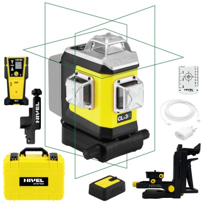 Laser 3-płaszczyznowy zielony walizka NIVEL SYSTEM CLx3G + czujnik CLS-5