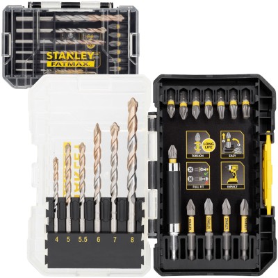 STANLEY STA88552 Zestaw wierteł do muru 4-8mm i bitów Ph, Pz, Torx 19el.