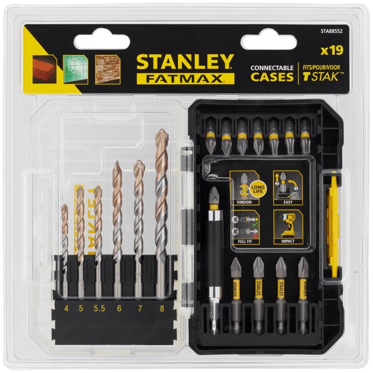 STANLEY STA88552 Zestaw wierteł do muru 4-8mm i bitów