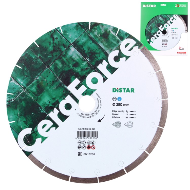 Tarcza diamentowa tnąca do gresu porcelanowego 250mm CeraForce DISTAR