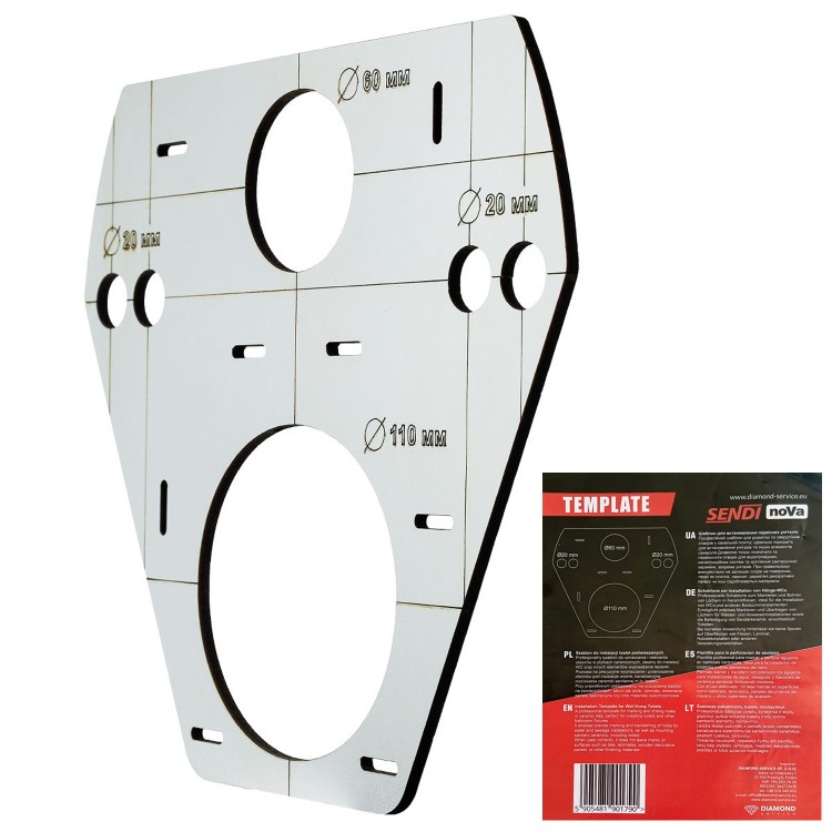 Szablon wzornik znacznik otworów stelaż geberit WC noVa TEMPLATE SENDI 01961204601