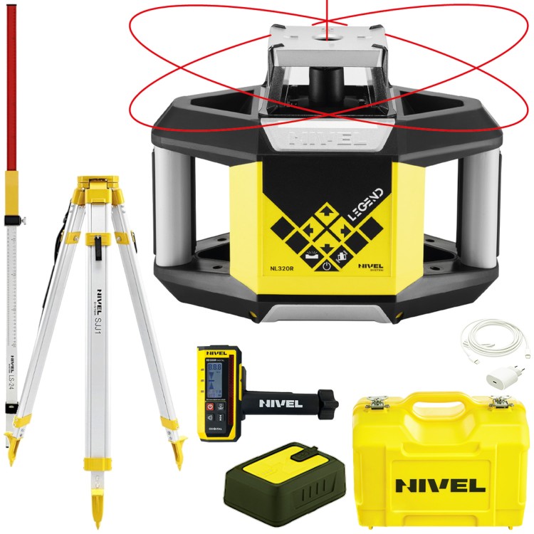 NIVEL SYSTEM Laser obrotowy czerwony NL320R + Statyw SJJ1 + Łata LS-24