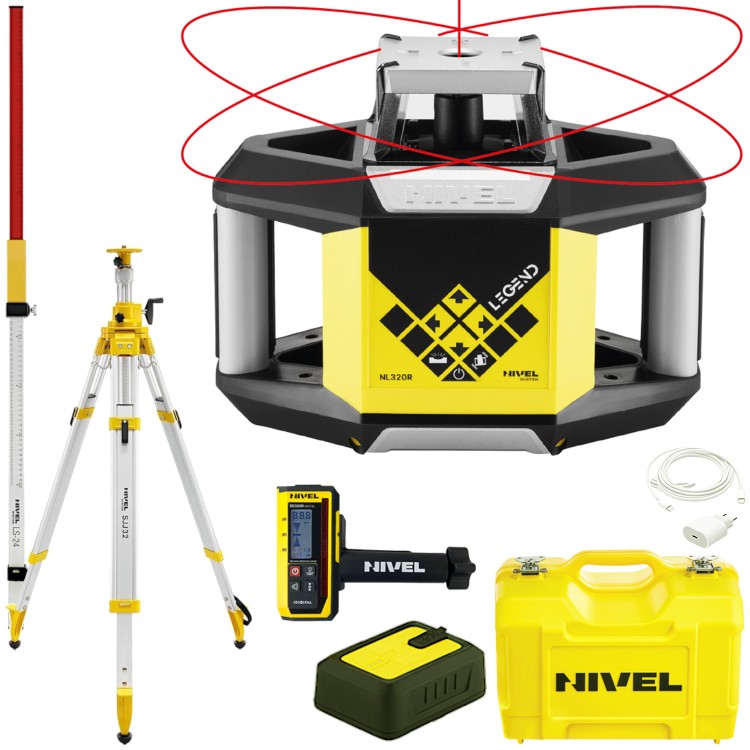 NIVEL SYSTEM Laser obrotowy czerwony NL320R + Statyw SJJ32 + Łata LS-24