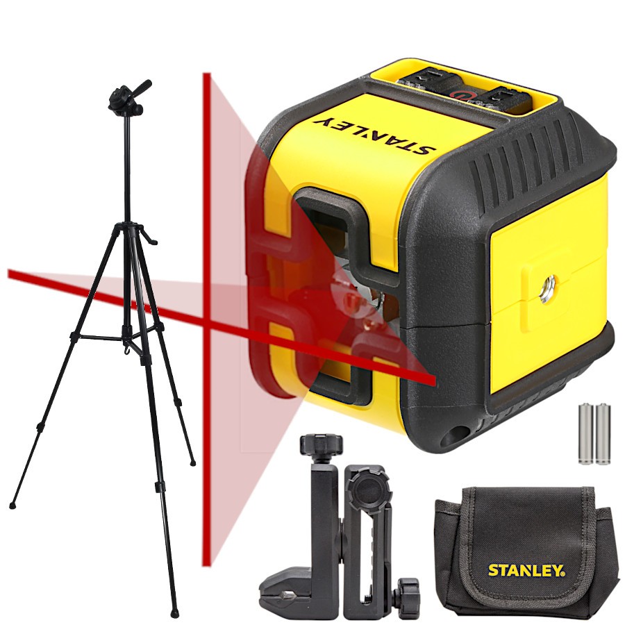 Laser krzyżowy czerwony 12m Stanley Cubix + Statyw