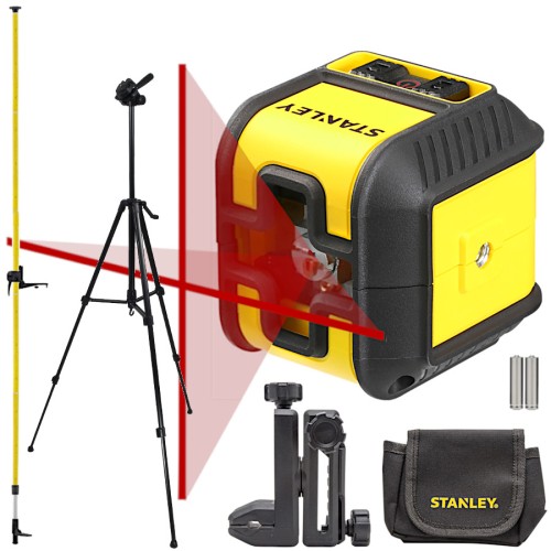 STANLEY Laser krzyżowy Cubix czerwony 12m + Tyczka 3,6m + Statyw