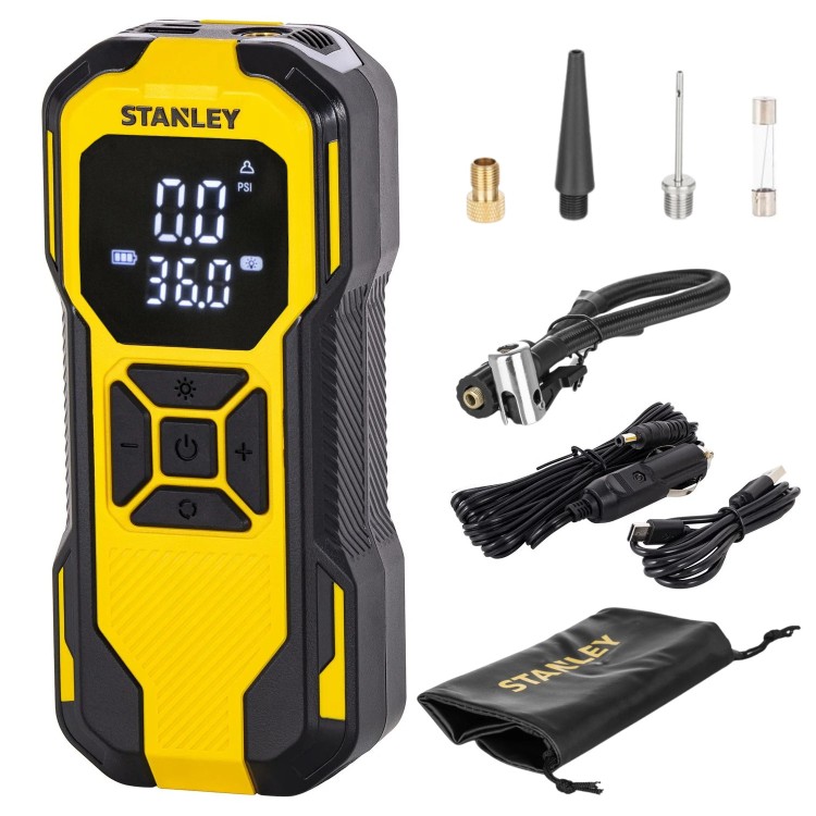 Kompresor akumulatorowy 10bar PowerBank Latarka LED akc Stanley SXIF0101