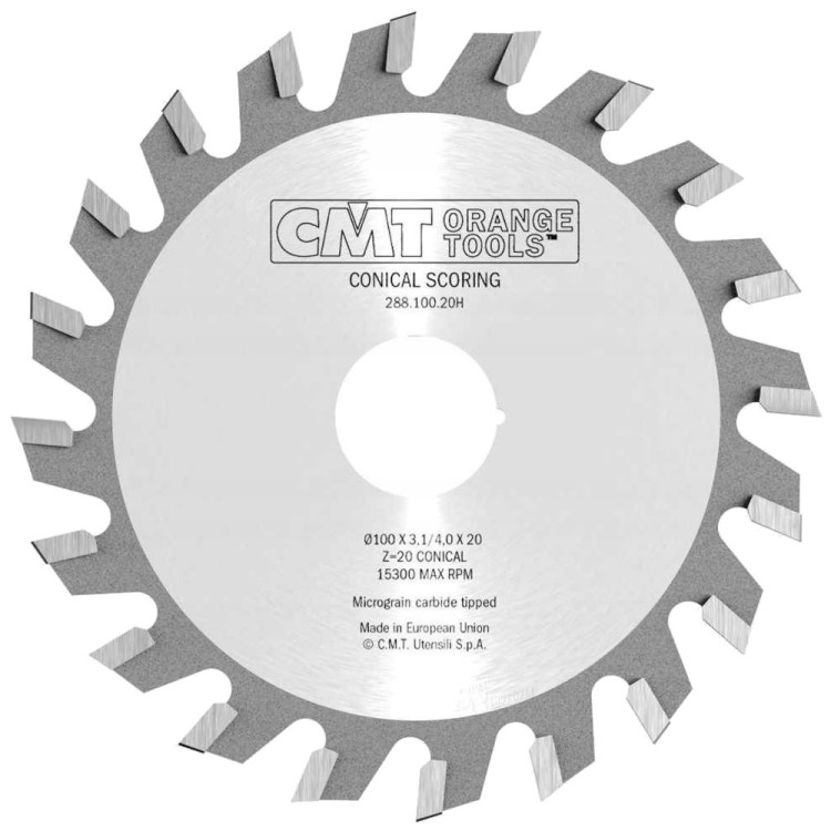 CMT Podcinak trapezowy do płyt laminowanych, MDF 100 x 20mm 20z 288.100.20H