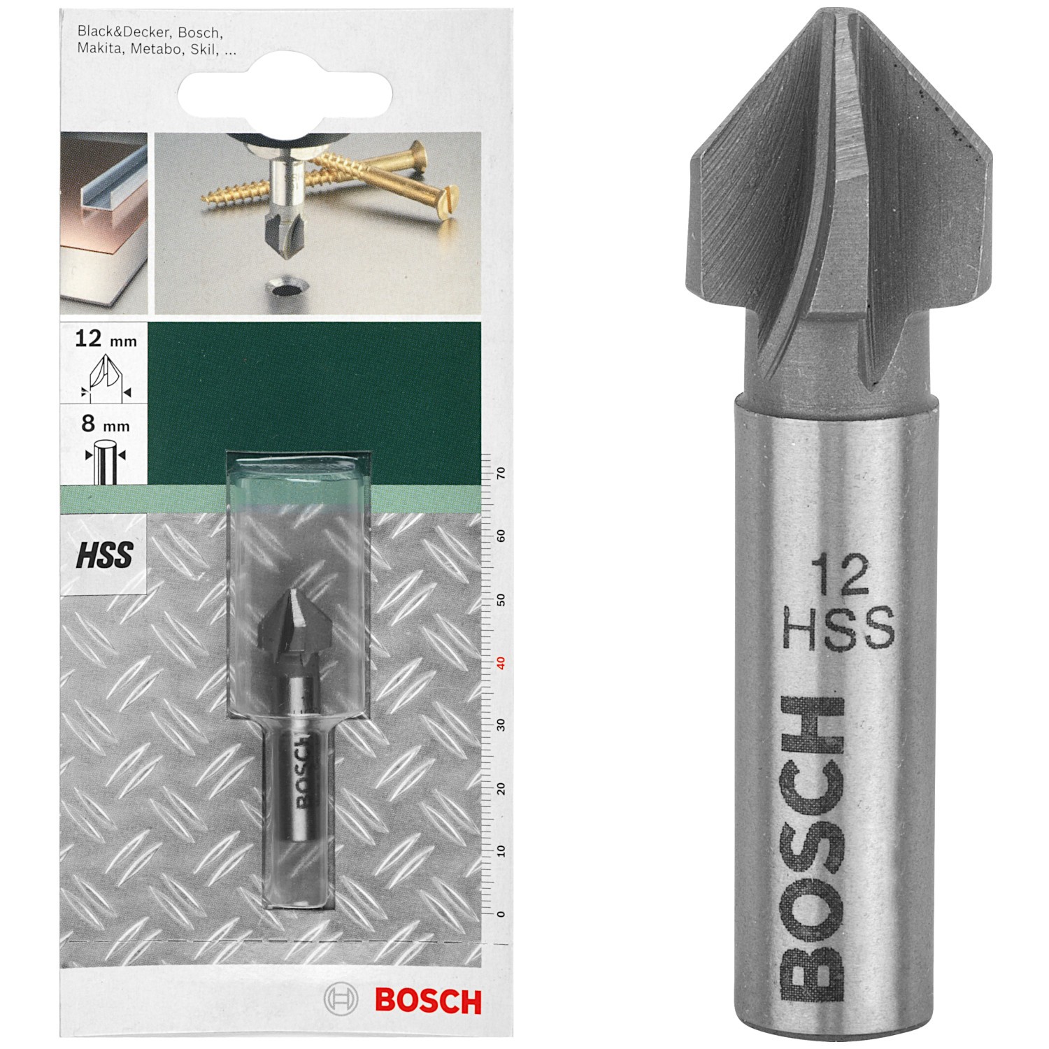BOSCH 2609255118 Pogłębiacz stożkowy HSS 12MM, pięcioostrzowy