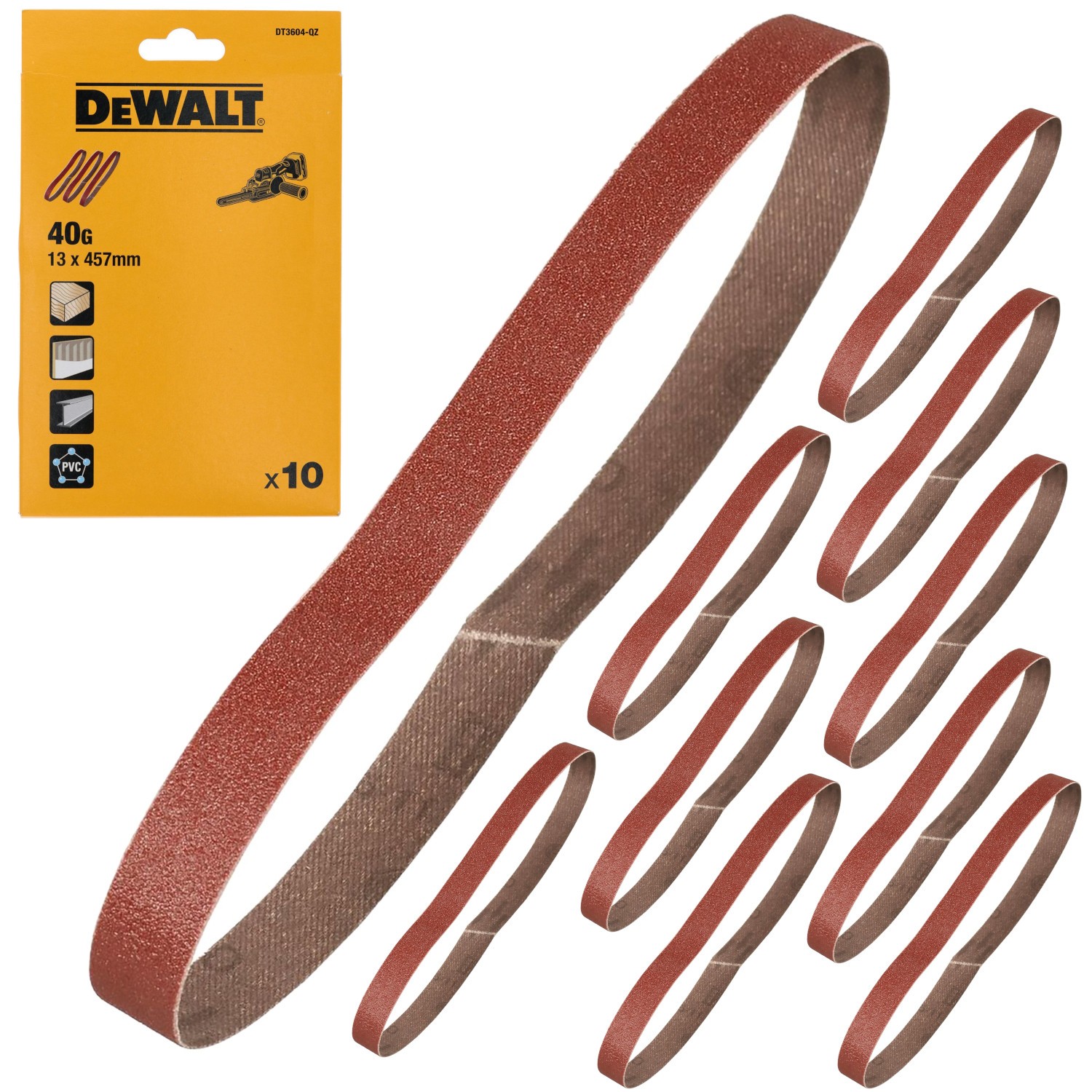 Papier ścierny taśma P40 13x457mm 10szt. do pilnika DCM200 DEWALT DT3604