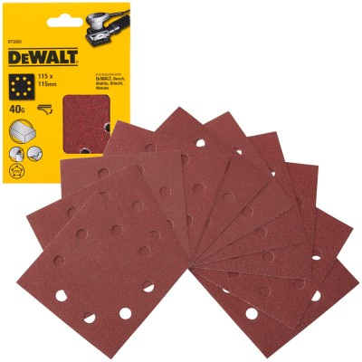 DeWALT DT3020 Papier ścierny na rzep - Klettfix 115 x 115mm gr. 40 - 10szt.