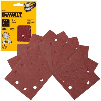 DeWALT DT3021 Papier ścierny na rzep - Klettfix 115 x 115mm gr. 60 - 10szt.