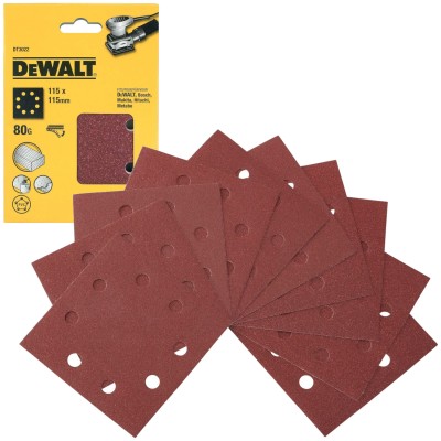 DeWALT DT3022 Papier ścierny na rzep - Klettfix 115 x 115mm gr. 80 - 10szt.