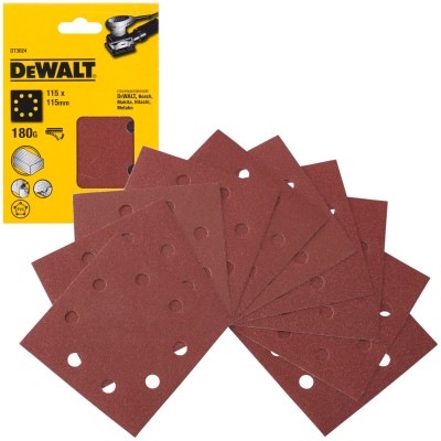 DeWALT DT3024 Papier ścierny na rzep - Klettfix 115 x 115mm gr. 180 - 10szt