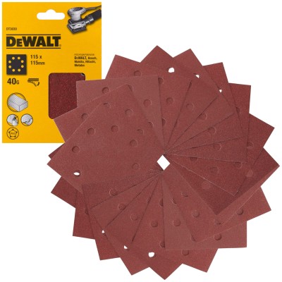 DeWALT DT3030 Papier ścierny na rzep - Klettfix 115 x 115mm gr. 40 - 25szt.