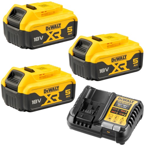DEWALT DCB1104P3 Akumulator 18V XR Li-Ion 5,0Ah 3szt. DCB184 + ładowarka 4A