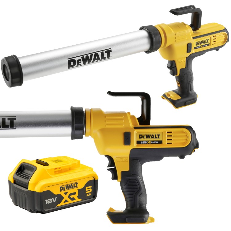 Wyciskacz do mas silikonu 18V 300-600ml body DEWALT DCE580N aku 5Ah DCB184