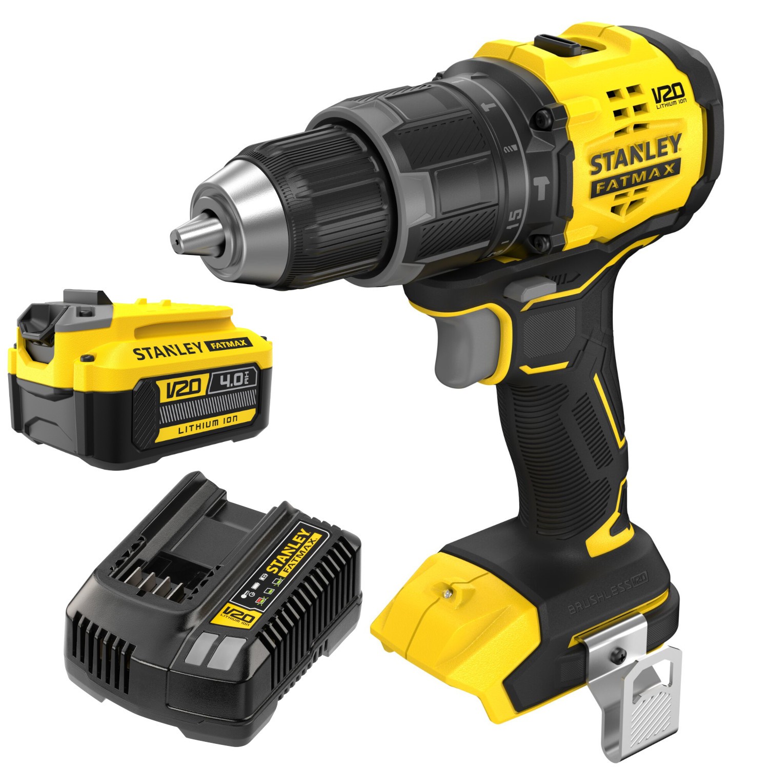 Wiertarko-wkrętarka 18V V20 udarowa 60Nm body Stanley SFMCD716B aku 4Ah ład