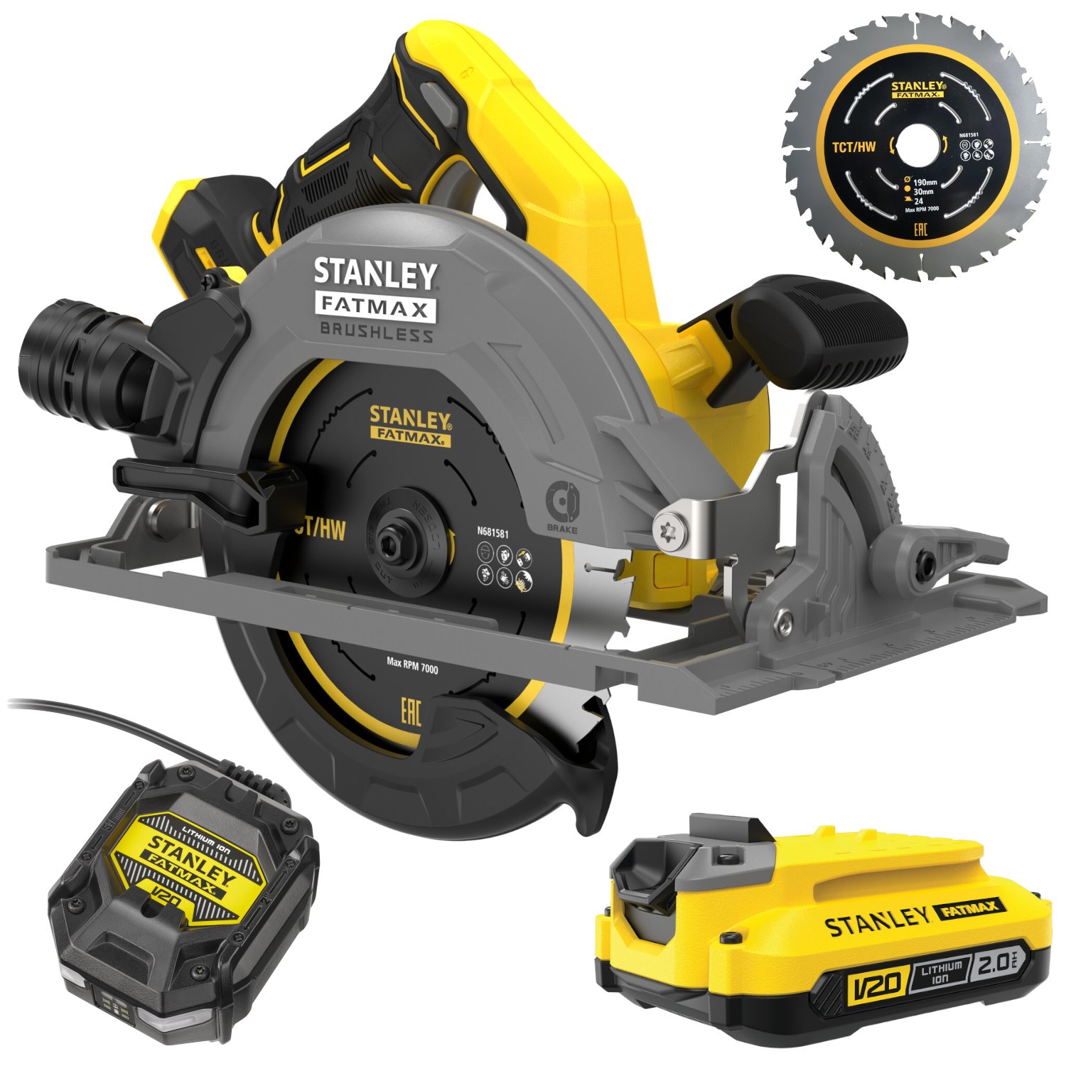 Piła tarczowa 18V 190mm Seria V20 STANLEY SFMCS551B + aku 2Ah ład