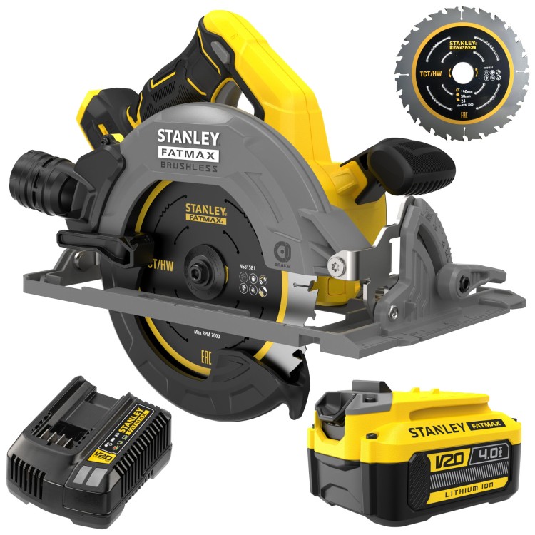 Piła tarczowa 18V 190mm Seria V20 STANLEY SFMCS551B + aku 4Ah ład