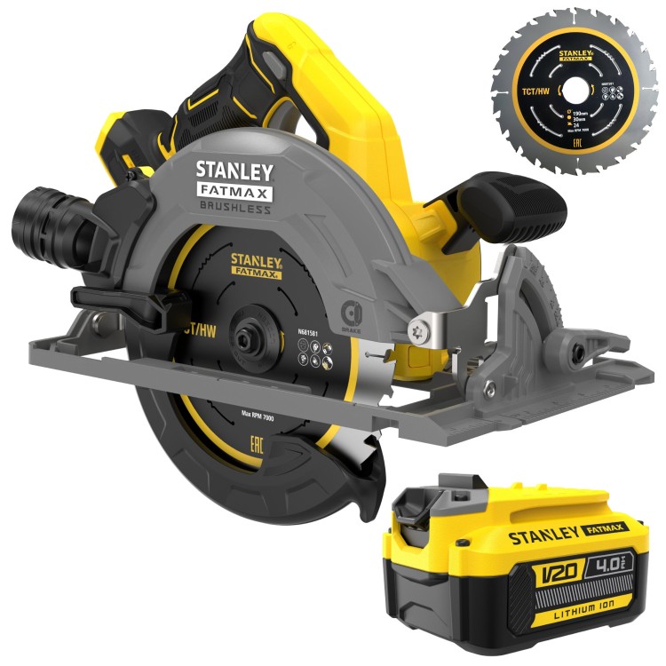 Piła tarczowa 18V 190mm Seria V20 STANLEY SFMCS551B + aku 4Ah